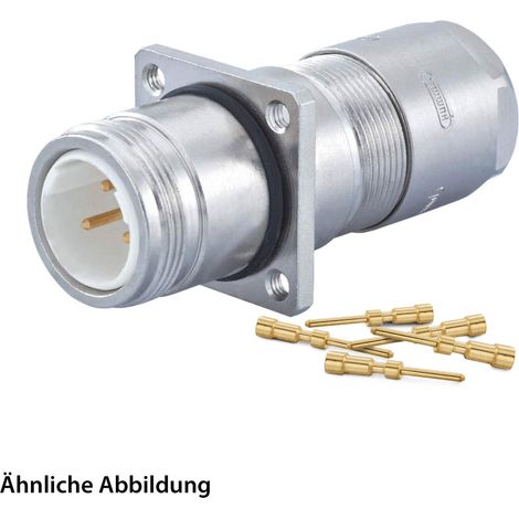 HUMMEL SET inkl. Kontakte M16 Wanddurchführung Kupplung, Crimpein. gerade Polzahl 18-pol., Stift Hinterwand, Kabelabgang gerade, Klemmbereich 2,0mm - 7,0mm - 1 Stück