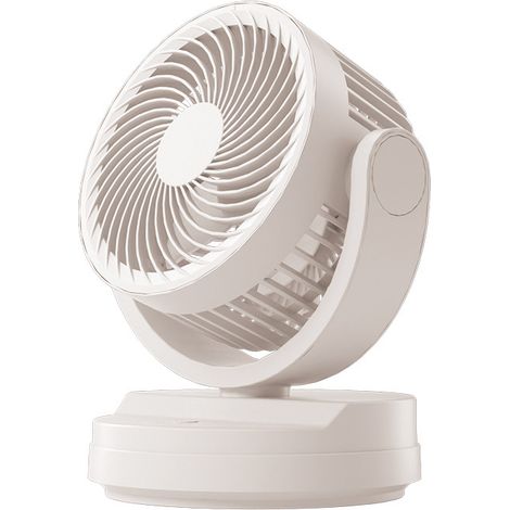 Ventilateur de table rechargeable blanc à oscillation automatique, 3 vitesses, batterie 4000mAh silencieux rotation 70° horizontal 90° vertical (1/3)