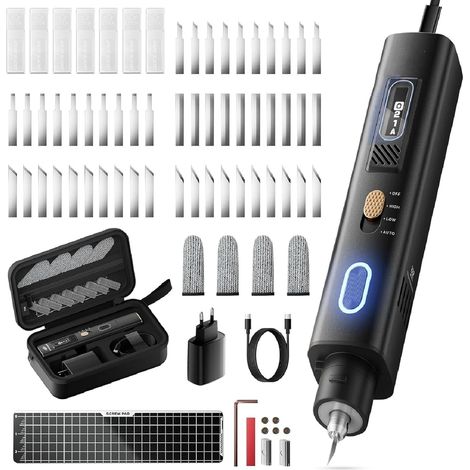 Coltello da taglio a ultrasuoni da 40 kHz, coltello a ultrasuoni con 50 lame di ricambio, strumento di taglio portatile per modelli stampati in 3D, plastica, legno, resina, PVC