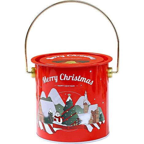 Boîte Cadeau De Noël - Boîte En Fer Blanc - Pour Emballage Fruits Bonbons Et Décoration - 13 x 11 x 10 cm - 1 Pièce (1/5)