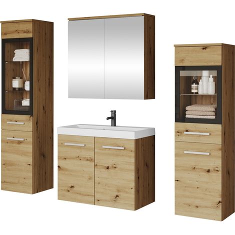 Conjunto de mueble de baño Scientia III, Roble Artisan