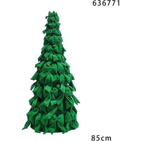 TRADE SHOP - Albero Di Natale Di Fiocchi Decorativo 85cm Ornamento Natalizio Da Appoggio Autoportante - Verde (1/2)