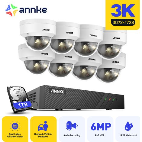 ANNKE Outdoor H.265+ 3K IP8 Dome Cameras 2.8mm Lens,Built-in microphone,Waterproof IP67,AI Human/Vehicle Detection- 1TB HDD (1/5)
