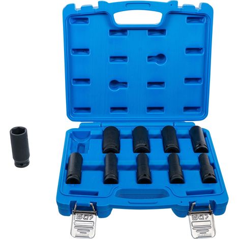 BGS Juego de vasos de impacto hexagonales largos, cuadradillo interior 12,5 mm (1/2") SW 10 - 24 mm, 10 piezas - 5206 (1/5)