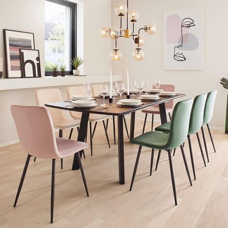 Mömax Stuhl Elif Beige Samt Gepolstert (1/5)