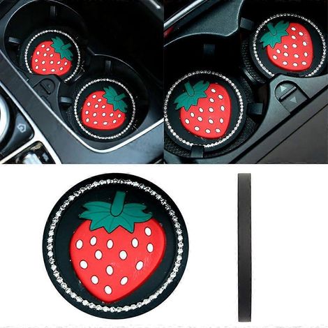 Tapis porte-gobelet de voiture à motif diamant scintillant, élégant et antidérapant, en silicone pour voiture (1/4)