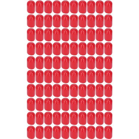 100 embouts de protection de filetage ronds et flexibles en PVC ignifugé, rouges, de 12 mm (1/5)