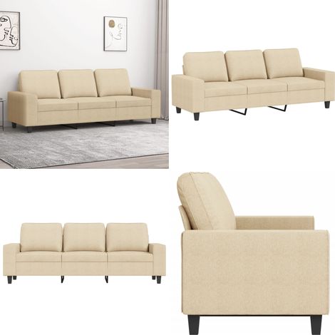 3-Sitzer-Sofa Creme 180 cm Stoff - 3-Sitzer-Sofa - Cremefarbenes Sofa - Wohnzimmersofa - Gemütliches Sofa - Modernes Sofa - Home & Living