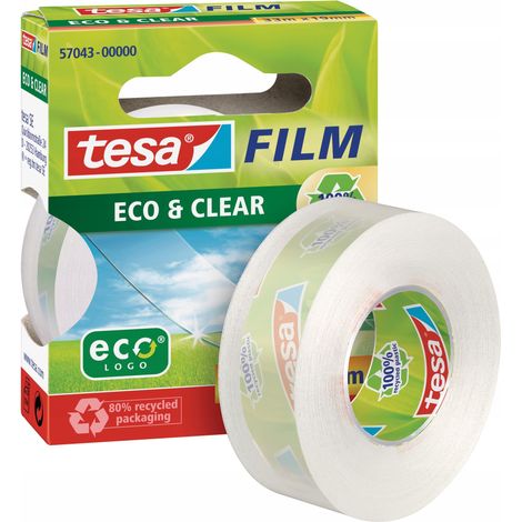 Nastro adesivo per ufficio tesa eco&clear trasparente scuola 33mx19mm