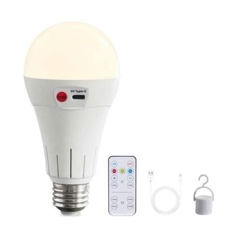 Wiederaufladbare kabellose Glühbirnen mit Fernbedienung, 1 Packung E27 kabellose LED-Glühbirnen für kabellose Lampen, 5000 mAh, 3 Farbtemperaturen, dimmbar, Timer MUMU