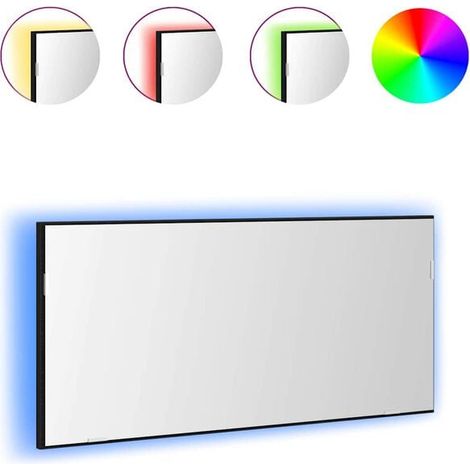 Miroir Mural en Bois de Chêne Noir 80x37 cm, Cadre Rectangulaire en Verre et Panneau de Fibres de Densité Moyenne, Décoration Moderne pour Salle de Bain, Entrée ou Salon (1/5)