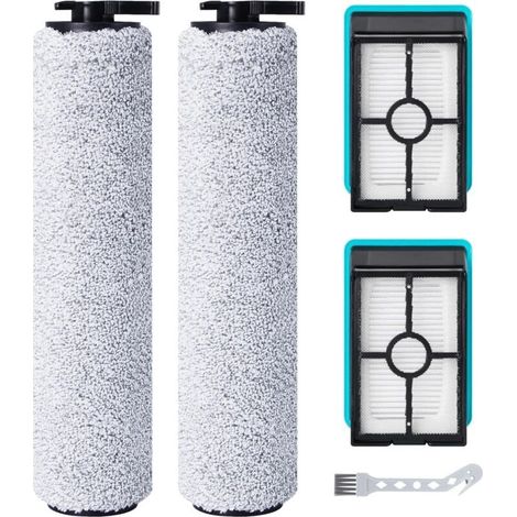 Rouleau de brosse de rechange et filtre HEPA pour Bissell CrossWave HF2/3845N/3831 Aspirateur Balai Laveur à Câble, 2 rouleaux de brosse + 2 filtres HEPA + 1 brosse de nettoyage (1/4)