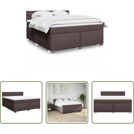 vidaXL Taschenfederkern - Boxspringbett mit Matratze Dunkelbraun 180x200 cm Stoff (1/5)