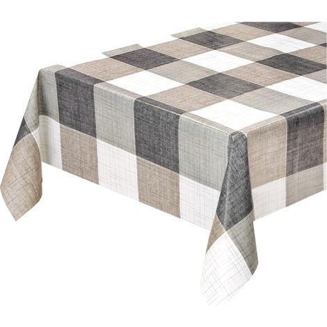 Tovaglia Antimacchia Cucina Moderna Tela Cerata Felpata Proteggi Copri Tavolo A Quadri Grigia - 140x100 cm