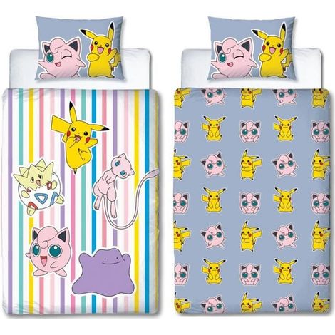 Set di biancheria da letto reversibile - POKEMON - Pikachu, Mew, Togepi, Jigglypuff & Métamorph - Microfibra - 140 x 200 cm + 1 federa 63 x 63 cm (1/5)