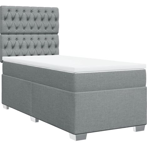 Maison Exclusive - Giroletto a Molle con Materasso Grigio Chiaro 90x190 cm Tessuto