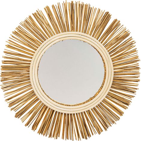 Wall Mirror - Boho Bali Round Design (60 cm) - Loi Natural wood (1/5)