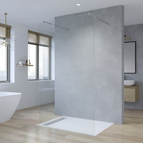 Glaswand Duschwand Walk in Dusche Glas mit Nano Beschichtung Duschtrennwand Begehbare Duschkabine Einscheibensicherheitsglas mit Stabilisator 97,4x200 cm (1/5)