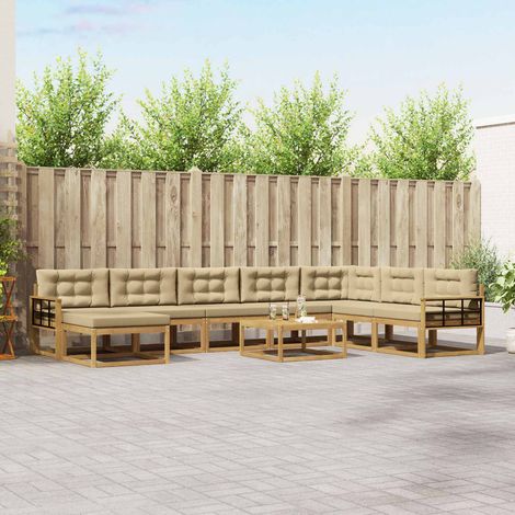 vidaXL Outdoor-Sofagarnitur 9 pcs Weiß und Beige (1/5)
