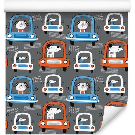 Papier peint « Chiens en voiture » pour salon et chambre 50x1000 cm (1/5)