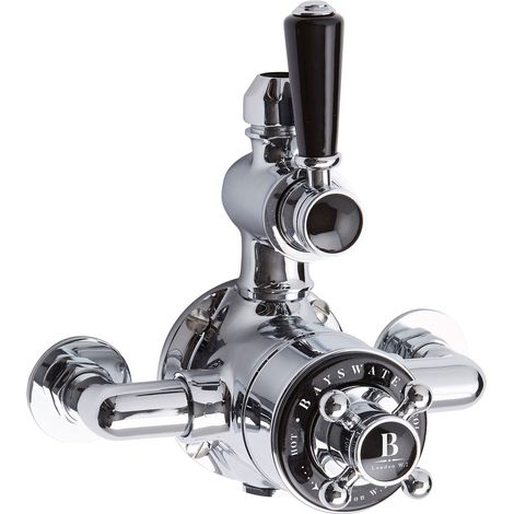 Bayswater Traditional Dual Exposed Shower Valve Black/Chrome (1/2)