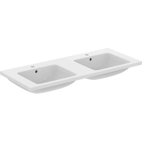 Ideal Standard i.Life B - Lavabo doble 121x52 cm, con rebosadero, con 2 orificios para grifo, blanco T460201 (1/5)