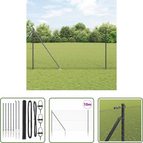 vidaXL Stahl und PVC - Zaunpfosten Grau 10 x 1,6 m (13 mm Netz) Stahl und PVC (1/5)