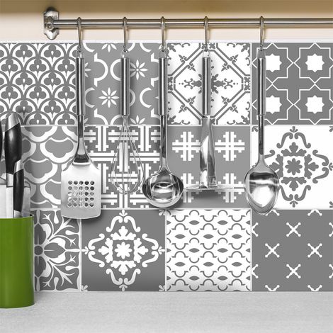 Sticker Mural Carrelage adhésif Cuisine Salle de Bain - 12 STICKERS CARRELAGES SCANDINAVES OSLO - 12stickers10x10cm (1/5)