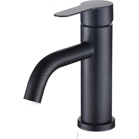 Grifo monomando de acero inoxidable para lavabo sobre encimera – accesorios de baño en negro mate (color: negro) (1/5)