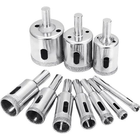 Punte diamantate, set di 10 seghe a tazza, sega a tazza diamantata, seghe a tazza rivestite di diamante, sega diamantata per vetro/piastrelle/ceramica/marmo/porcellana (1/5)
