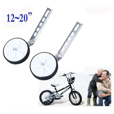 Roues Stabilisatrices d'Entraînement de Vélo 12-20'" Stabilisateur de Vélo Universel Réglable pour Enfant - Blanc (1/4)