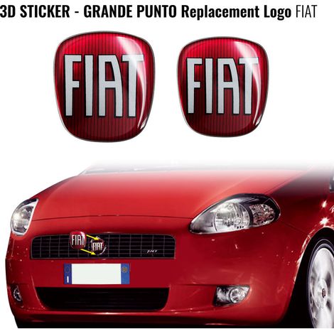 Adesivo Fiat 3D Ricambio Logo per Grande Punto - Confezione: ANTERIORE + POSTERIORE - Colore: COLOR