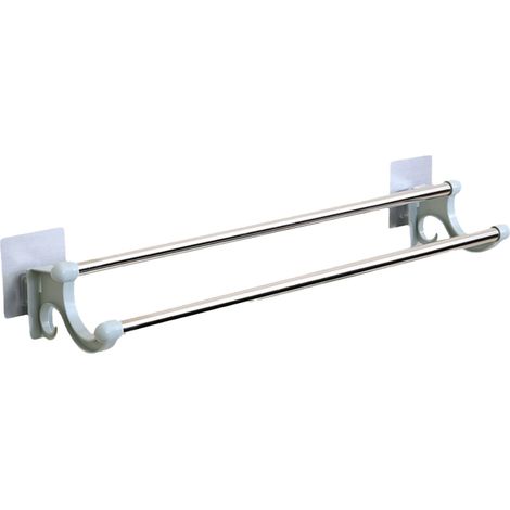 Portasciugamani doppio in plastica e acciaio inox, supporto per vasca da bagno, a parete, verde. (1/5)