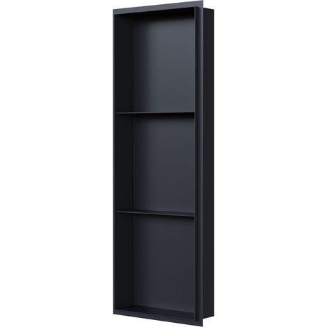 BERNSTEIN - Niche murale de douche sans rebords, étagère encastrable douche acier inox - 90x30x10cm - NT309010X Noir (1/4)