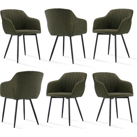 Goeurvant Chaises de salle à manger minimalistes avec assise large et accoudoirs ergonomiques, combinaison de confort et d'élégance - Lot de 6 - Vert