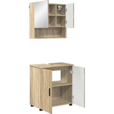 Maison Exclusive - Set di mobili per il bagno 2 pz Rovere Sonoma 61 x 35 x 64 cm (1/5)