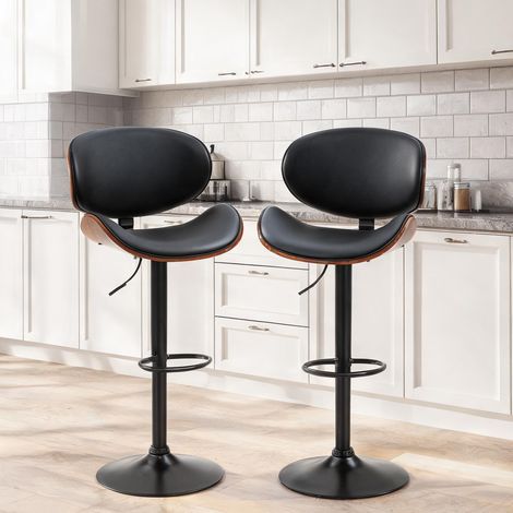 Tabouret de bar réglable en hauteur noir acier et simili cuir 53 (1/5)