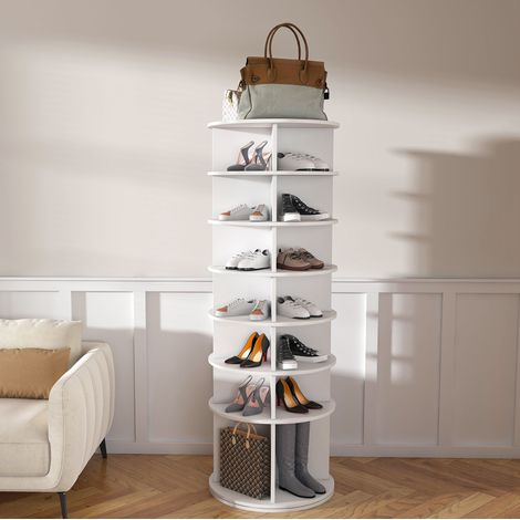 Schuhregal Drehbar 7 Ebenen 28 Paar PVC Weiß OKMYHOME (1/5)