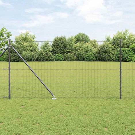 Zaun mit Pfosten Grau 1,4 x 10 m Stahl und PVC