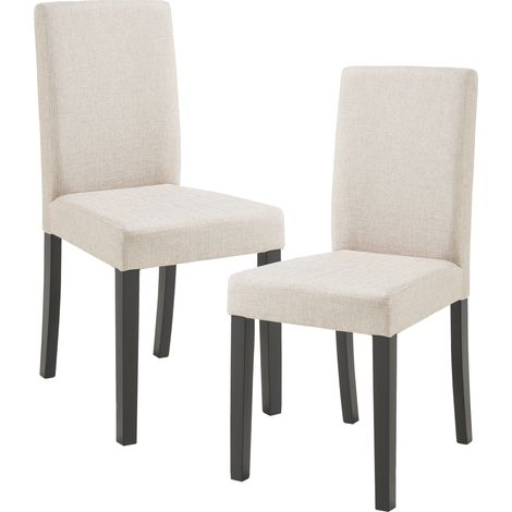 Set Hamburg di 2 Sedie Imbottite da Sala con Rivestimento in Tessuto Beige [en.casa]