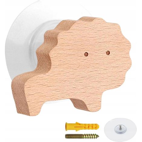 Perchero de pared de madera para chaquetas, paraguas con forma de león para niños, 1 unidad. (1/5)