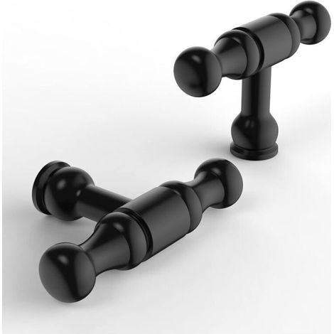 Set mit 10 modernen Möbelknöpfen, Schrankgriffen für Kommoden, Küchenschränke, Türgriffen mit Schrauben, schwarz (1/3)