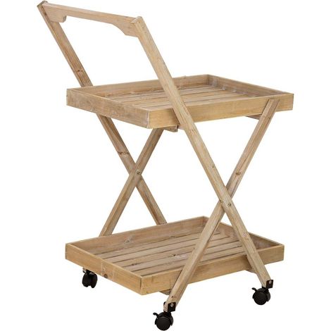 Carro expositor de madera marrón 118,5x17x51,5h cm