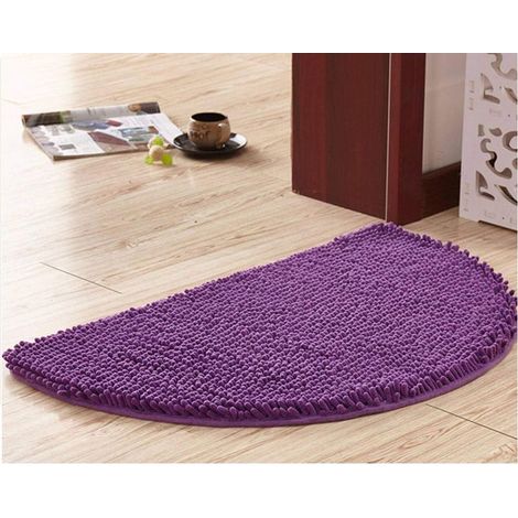 Demi-Cercle Tapis Salle Bain, Doux Absorbant Chenille Tapis De Baignoire Duveteux Antidérapante Tapis Tapis De Bain Demi-Lune pour Baignoire Lavable en Machine -violet-40 x 60-Fei Yu (1/3)