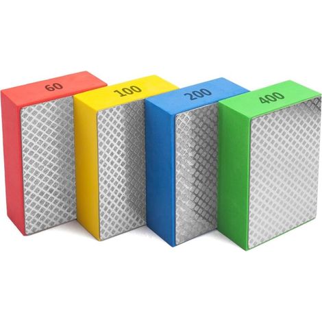 Set di 4 dischi abrasivi manuali per levigare ceramica, vetro, piastrelle, cemento, pietra, marmo, granito, grana 60, 100, 200, 400 (grana)