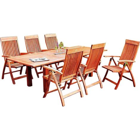 Comodoro Set 7tlg 6 Sessel 180(220/260)x100cm Eukalyptus