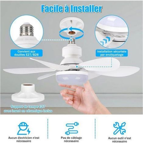 Ventilateur De Plafond - 52 Cm - 6 Pales - LED Dimmable - E27 - 3 Vitesses - Minuterie 1H 2H 4H - Télécommande Incluse (1/5)