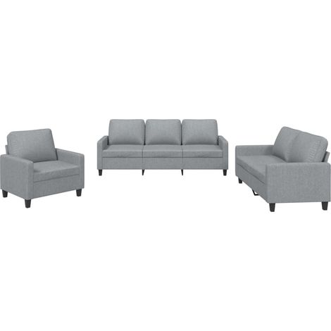 Maison Exclusive - Set di Divani 3 pz con Cuscini Grigio Chiaro in Tessuto