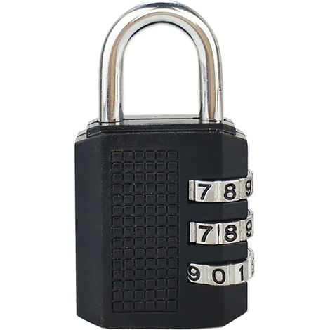 Serrure à combinaison étanche, cadenas à 3 chiffres, bagages en alliage de Zinc pour salle de sport, école, maison, noir.
