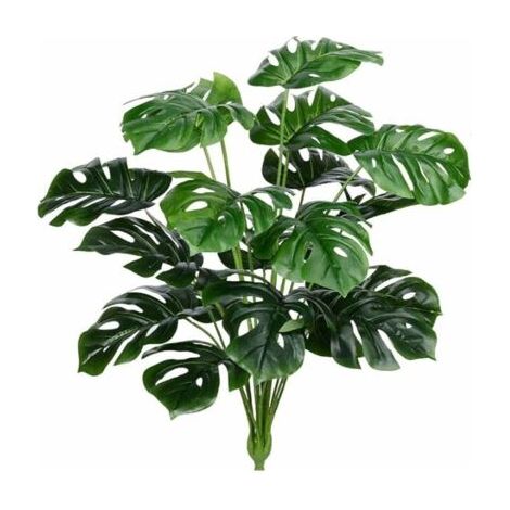 Feuilles de Palmier Artificielles Plantes Faux Faux Monstera Tortue Feuille Tropicale Grand Palmier Feuilles Plante Extérieure Plantes En Plastique Résistant Aux UV (Vert) (1/5)